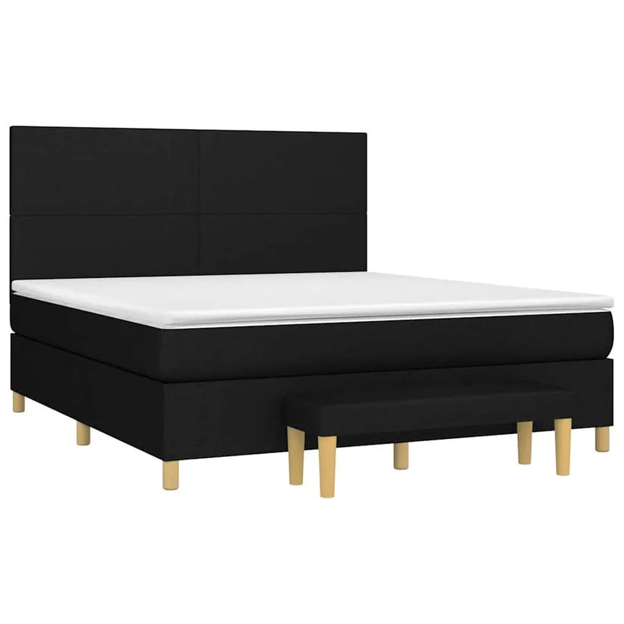 Sommier à lattes de lit avec matelas Noir 180x200 cm Tissu - 3