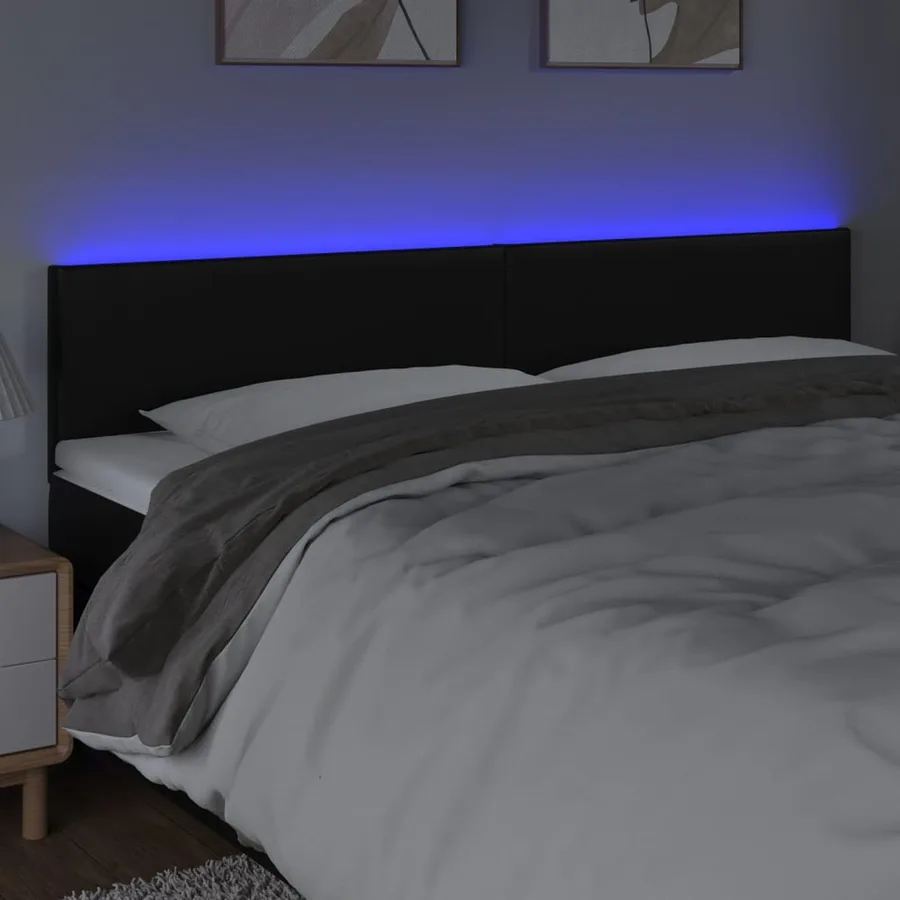 Tête de lit à LED Noir 180x5x78/88 cm Similicuir - 3