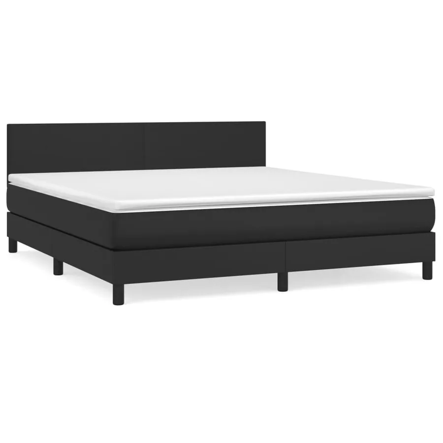 Sommier à lattes de lit avec matelas Noir 180x200 cm Similicuir - 2