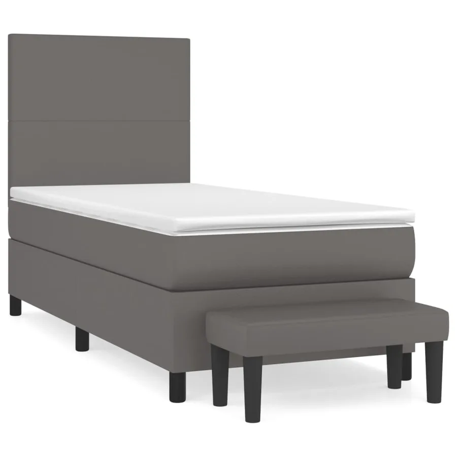 Sommier à lattes de lit avec matelas Gris 100x200 cm Similicuir - 2