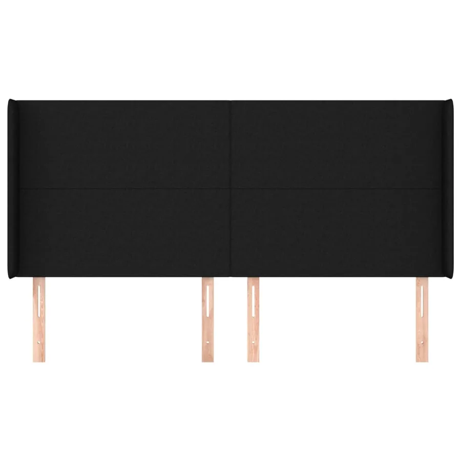 Tête de lit avec oreilles Noir 183x16x118/128 cm Tissu - 3