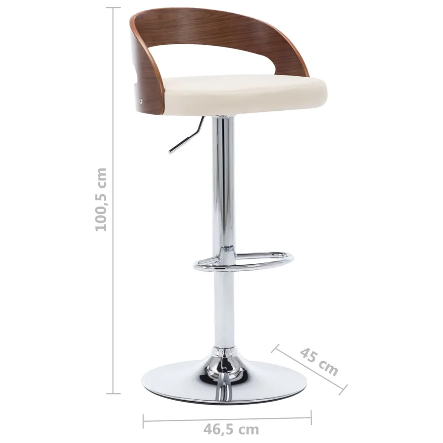 Tabourets de bar lot de 2 crème similicuir et bois courbé - 10