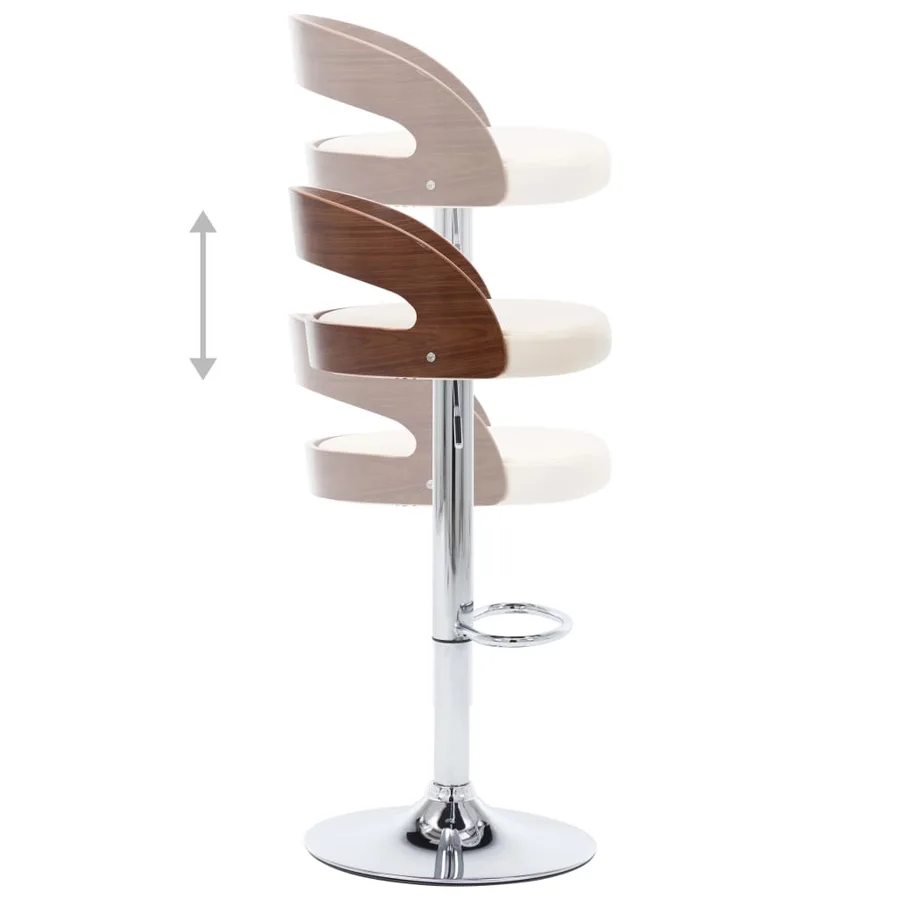 Tabourets de bar lot de 2 crème similicuir et bois courbé - 7