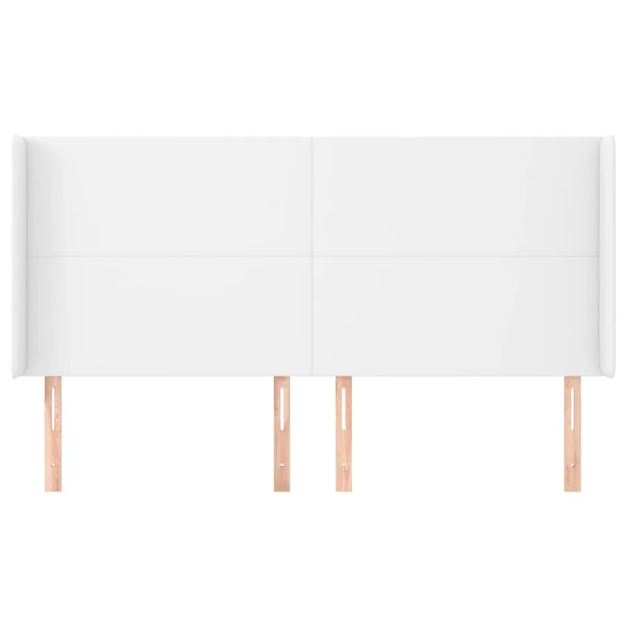 Tête de lit avec oreilles Blanc 183x23x118/128 cm Similicuir - 3