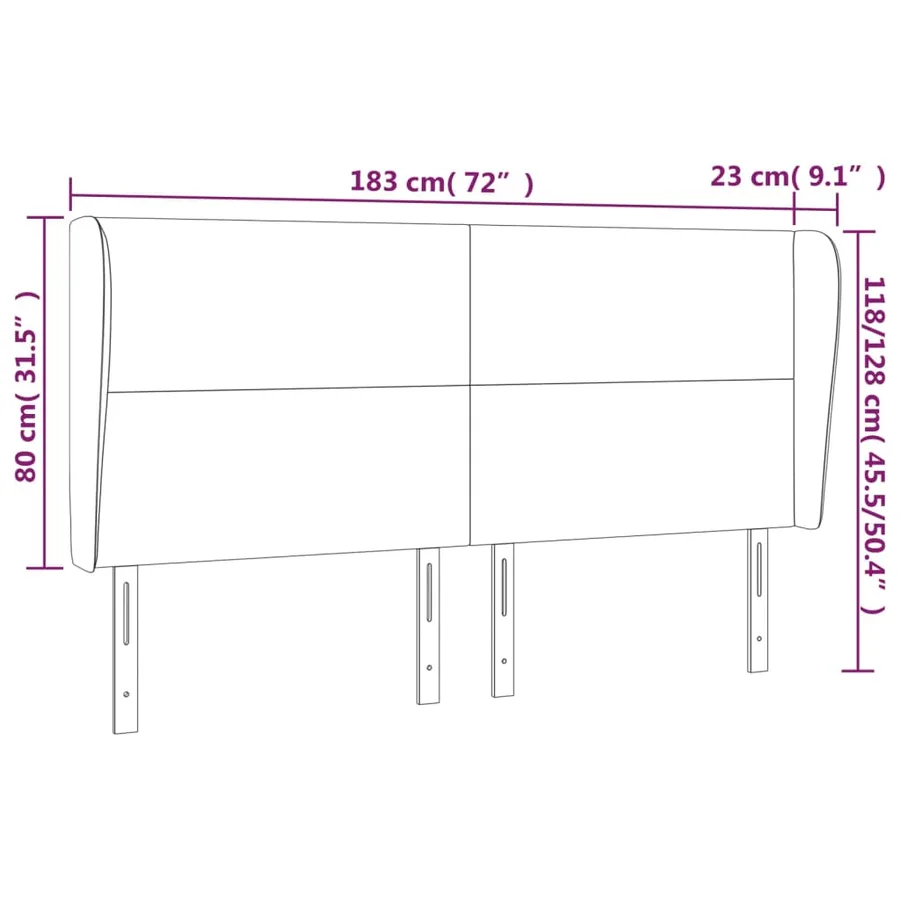 Tête de lit avec oreilles Blanc 183x23x118/128 cm Similicuir - 9