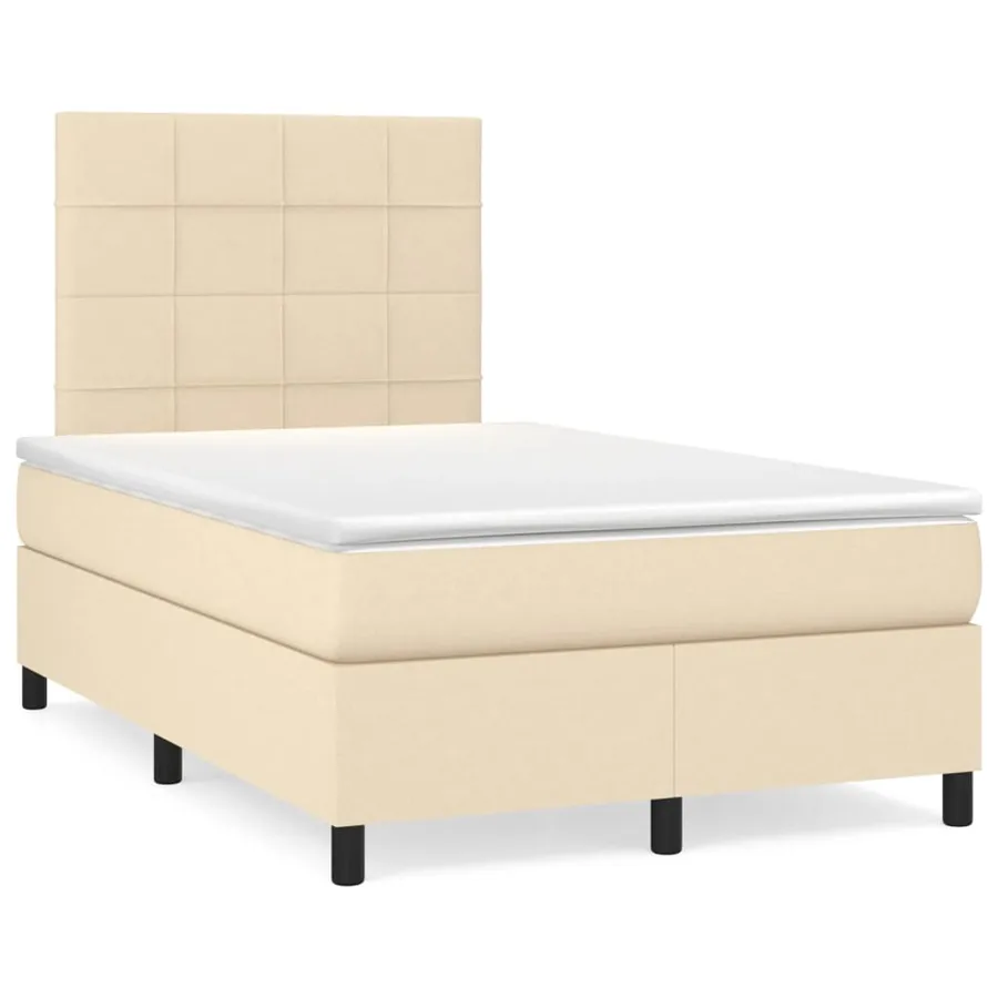 Sommier à lattes de lit avec matelas Crème 120x200 cm Tissu - 2