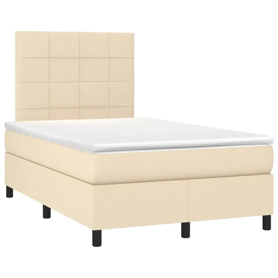 Sommier à lattes de lit avec matelas Crème 120x200 cm Tissu - 3