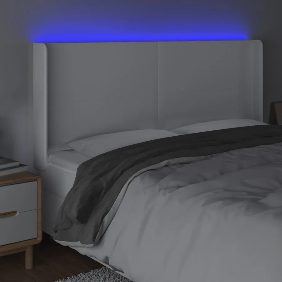 Tête de lit à LED Blanc 183x16x118/128 cm Similicuir - 4