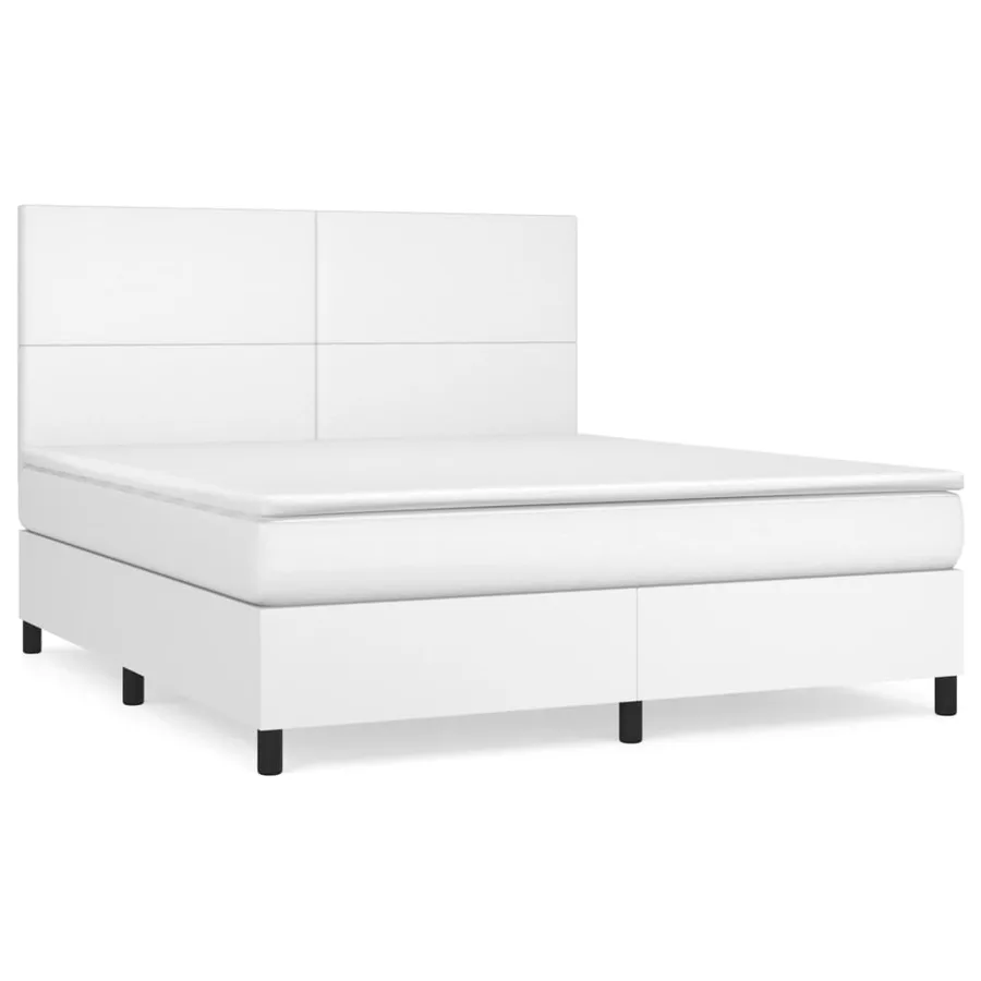 Sommier à lattes de lit avec matelas Blanc 180x200cm Similicuir - 2