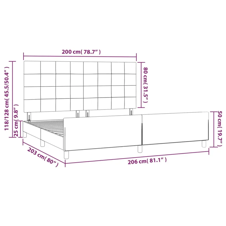 Cadre de lit sans matelas rose 200x200 cm velours - 14