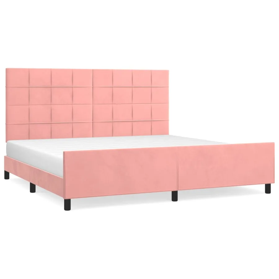 Cadre de lit sans matelas rose 200x200 cm velours - 2