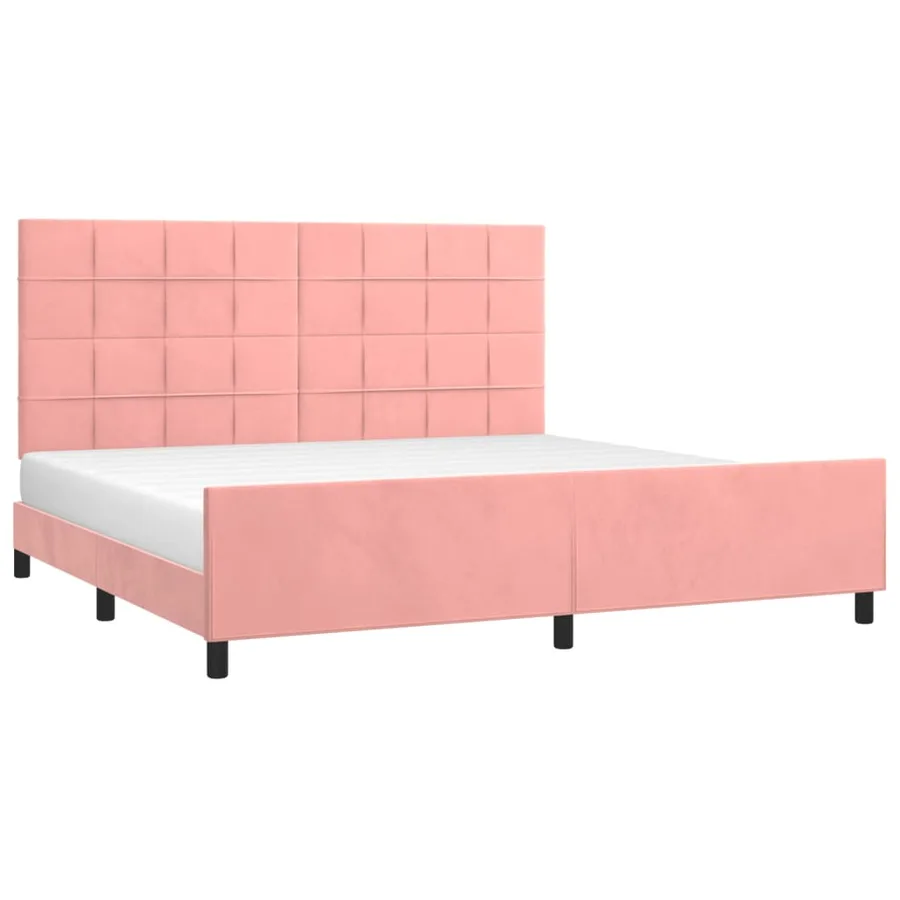 Cadre de lit sans matelas rose 200x200 cm velours - 3