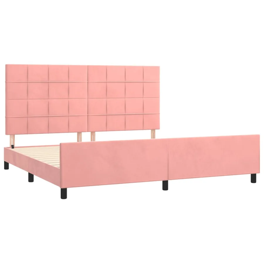 Cadre de lit sans matelas rose 200x200 cm velours - 4