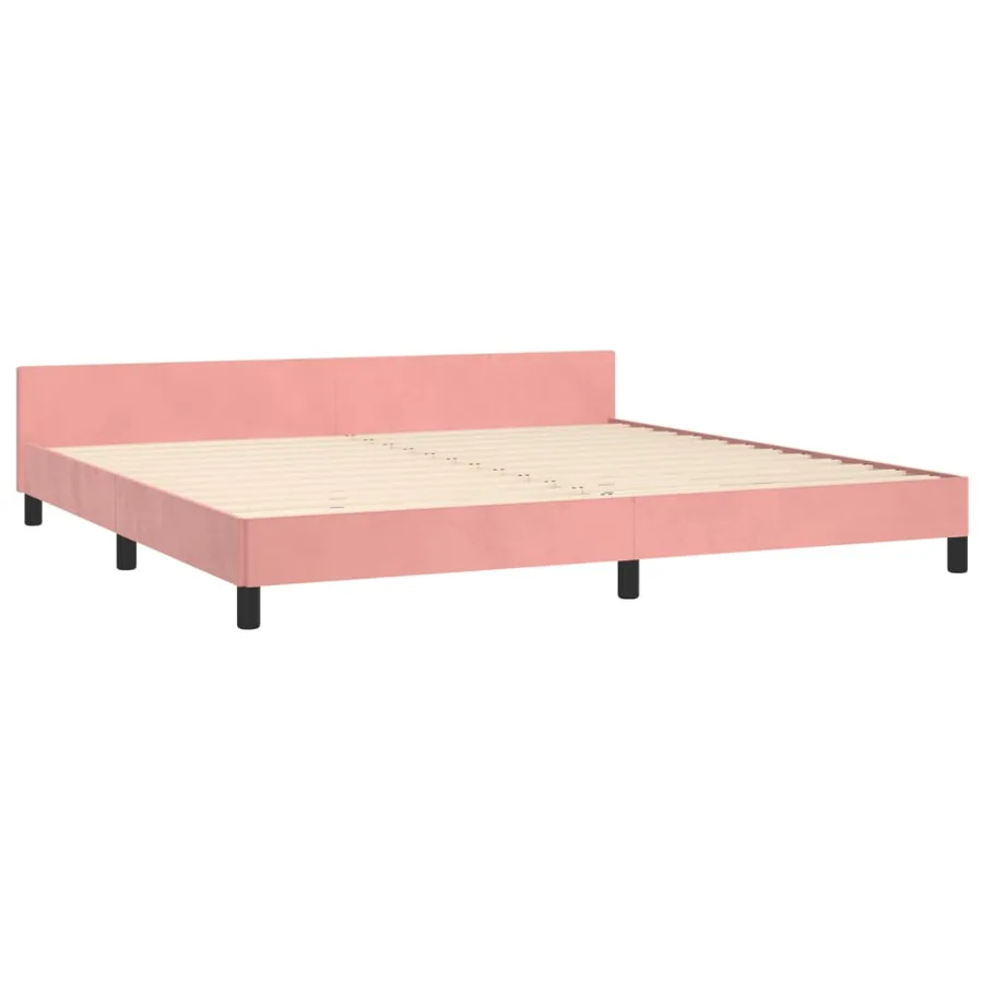 Cadre de lit sans matelas rose 200x200 cm velours - 5