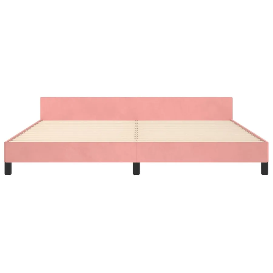 Cadre de lit sans matelas rose 200x200 cm velours - 6