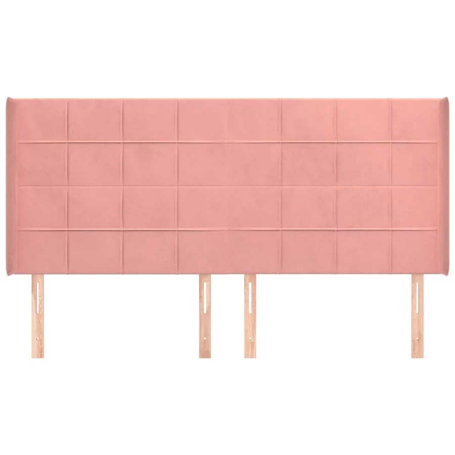 Tête de lit avec oreilles Rose 203x16x118/128 cm Velours - 3