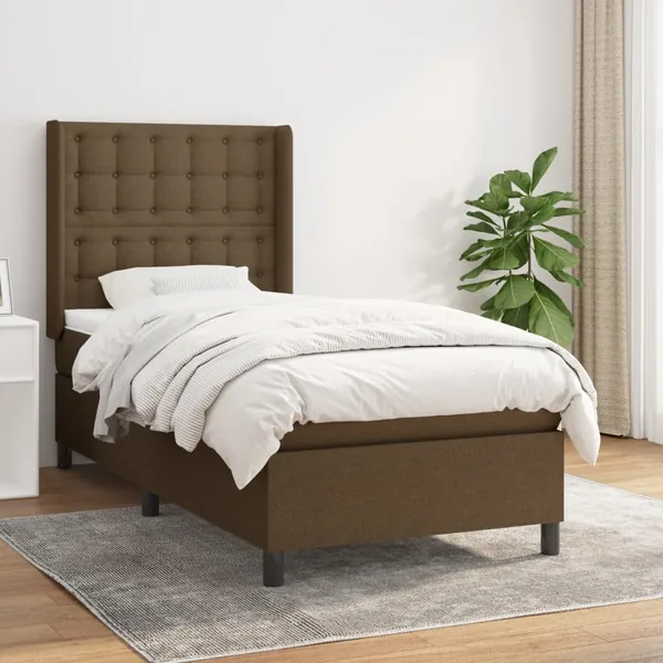 Sommier à lattes de lit avec matelas Marron foncé 100x200 cm