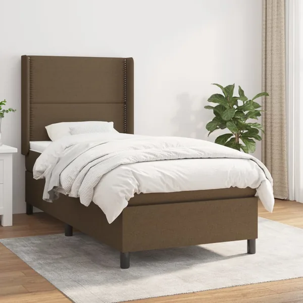 Sommier à lattes de lit avec matelas Marron foncé 100x200 cm