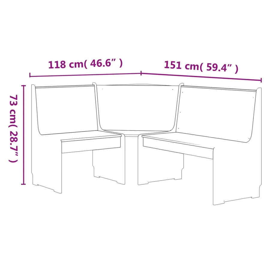 Ensemble à manger REINE 3 pcs marron miel blanc bois pin massif - 14