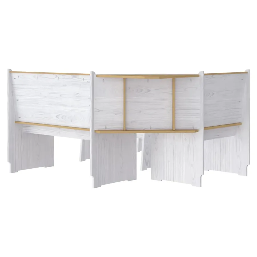 Ensemble à manger REINE 3 pcs marron miel blanc bois pin massif - 4