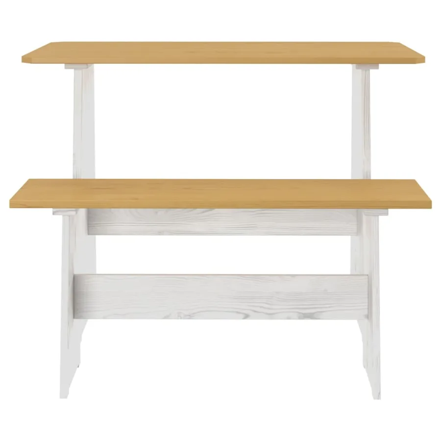 Ensemble à manger REINE 3 pcs marron miel blanc bois pin massif - 8