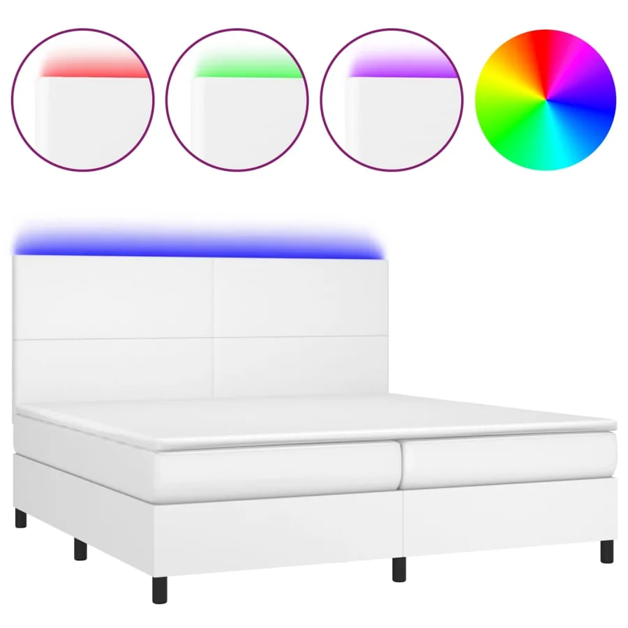 Sommier à lattes de lit avec matelas et LED Blanc 200x200 cm - 2