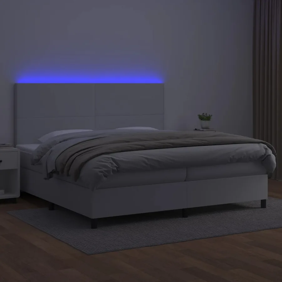 Sommier à lattes de lit avec matelas et LED Blanc 200x200 cm - 4
