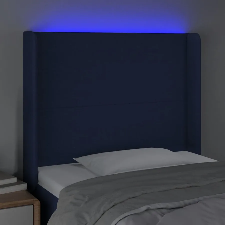 Tête de lit à LED Bleu 93x16x118/128 cm Tissu - 3
