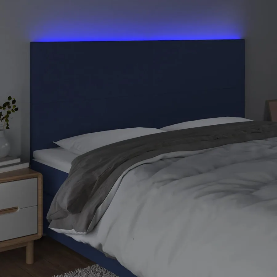 Tête de lit à LED Bleu 180x5x118/128 cm Tissu - 3