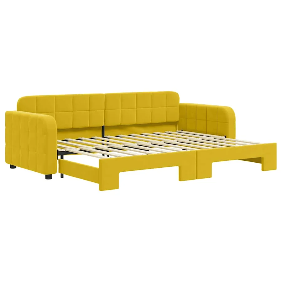 Lit de jour avec lit gigogne jaune 80x200 cm velours - 2