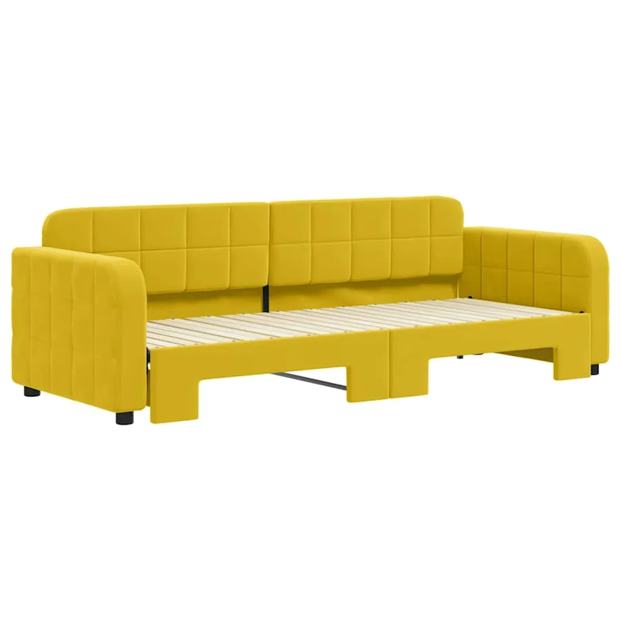 Lit de jour avec lit gigogne jaune 80x200 cm velours - 3