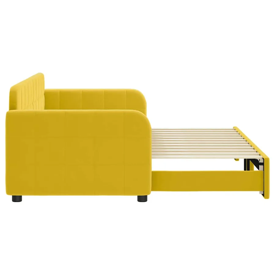 Lit de jour avec lit gigogne jaune 80x200 cm velours - 4