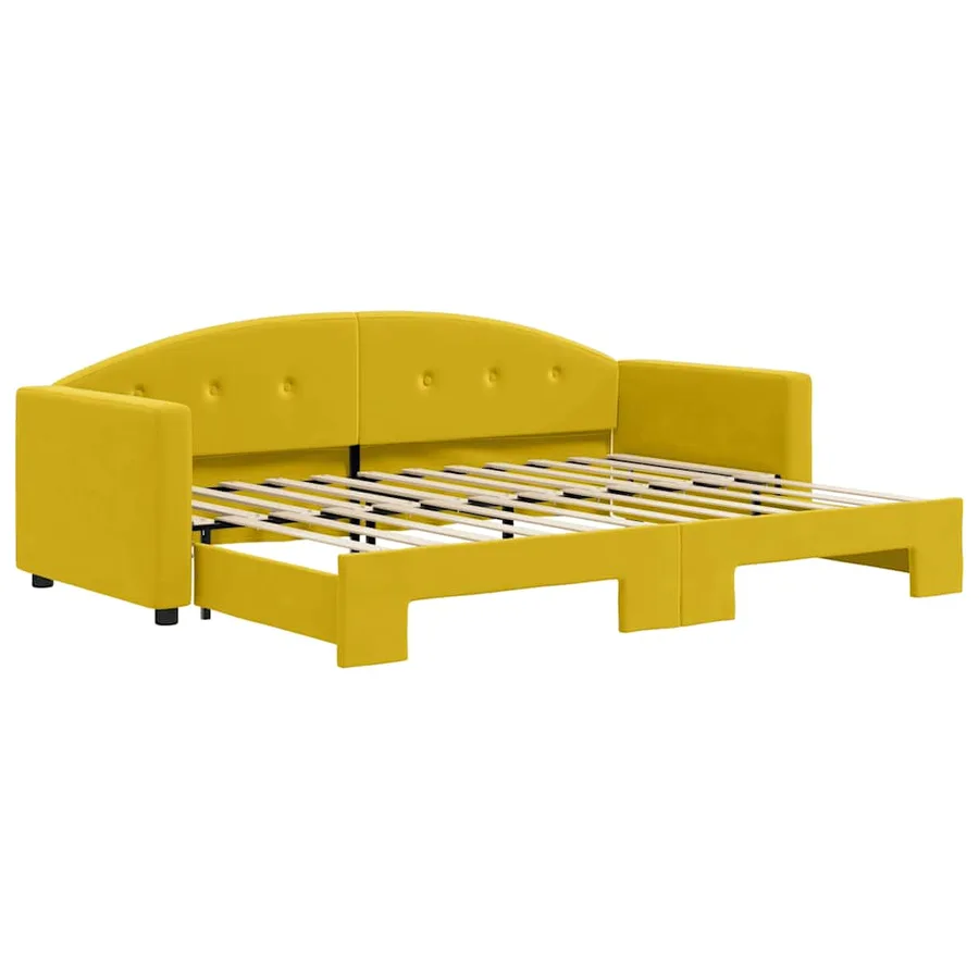Lit de jour avec lit gigogne jaune 80x200 cm velours - 2
