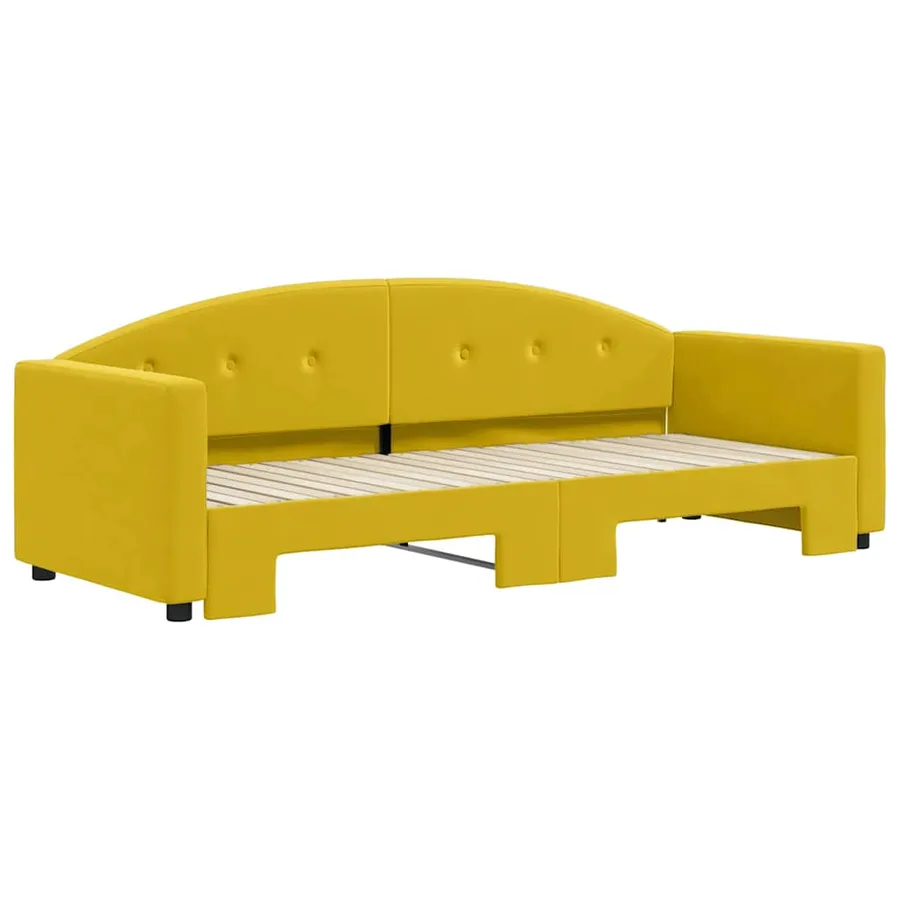 Lit de jour avec lit gigogne jaune 80x200 cm velours - 3