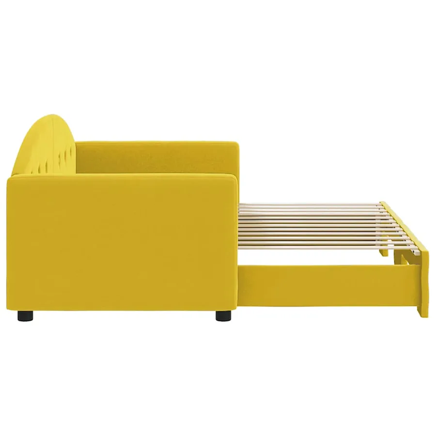 Lit de jour avec lit gigogne jaune 80x200 cm velours - 4