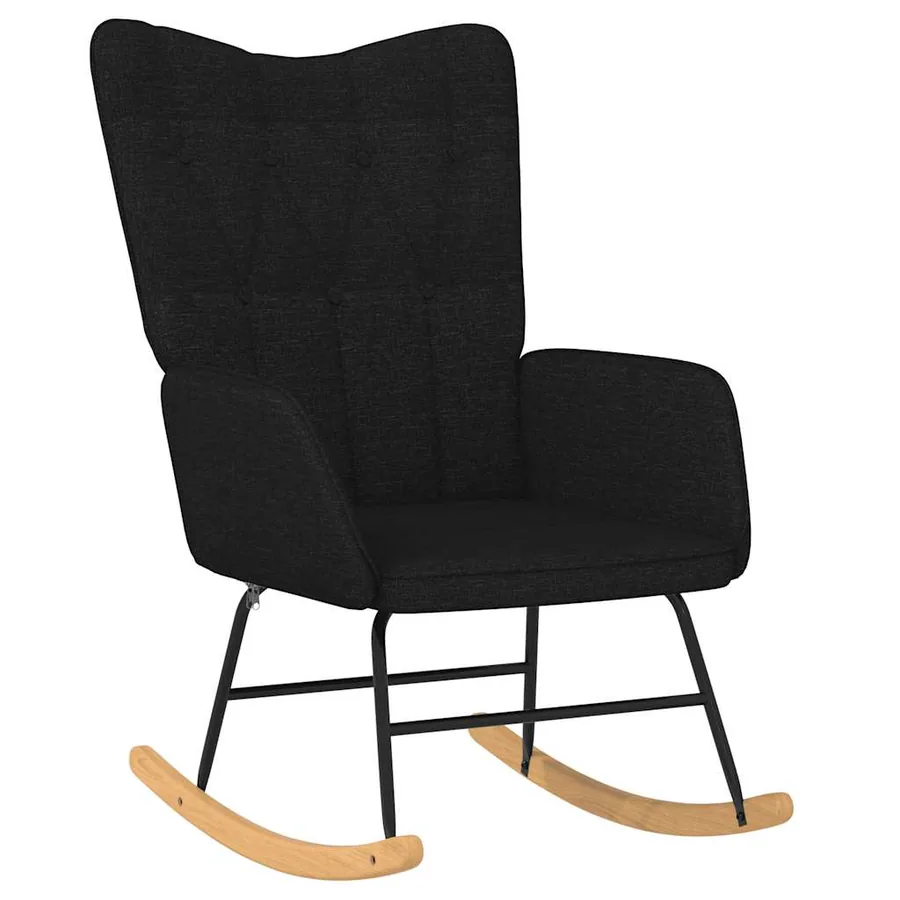 Chaise à bascule Noir Tissu - 2