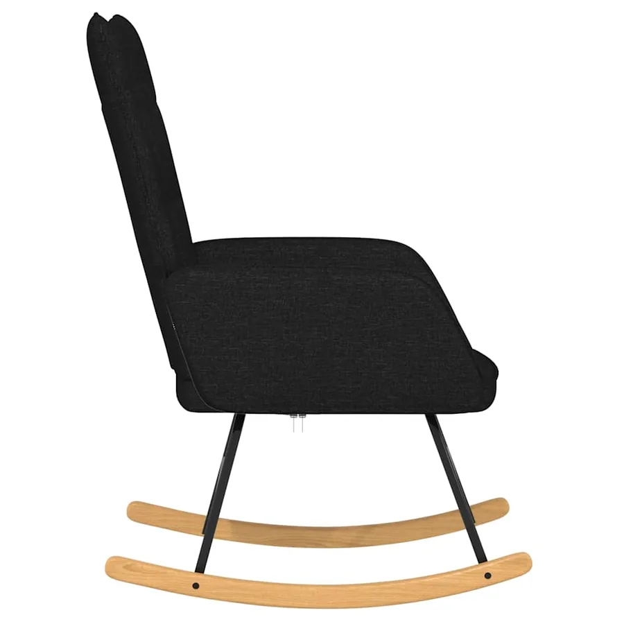 Chaise à bascule Noir Tissu - 4