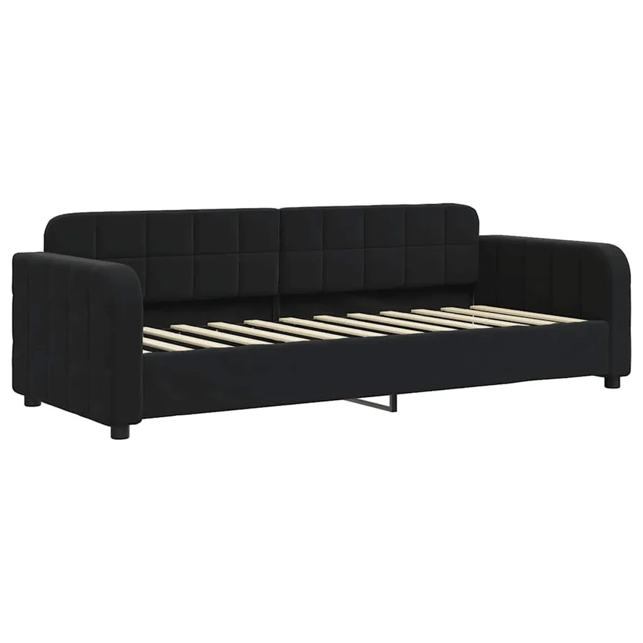 Lit de jour avec lit gigogne et matelas noir 80x200 cm velours - 4
