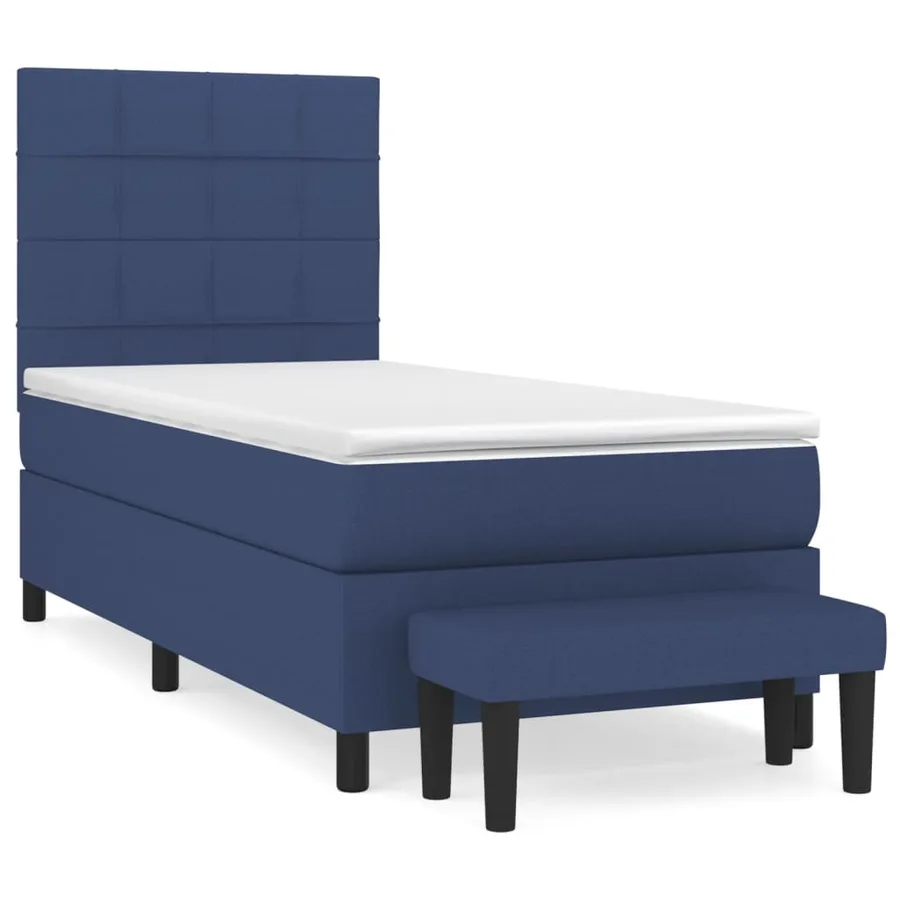 Sommier à lattes de lit avec matelas Bleu 90x190 cm Tissu - 2