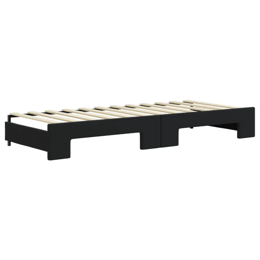 Lit de jour avec lit gigogne et matelas noir 80x200 cm velours - 5