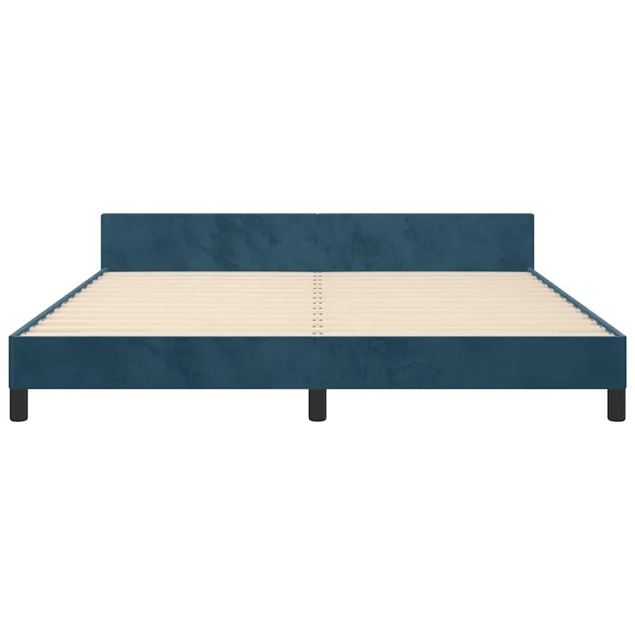 Cadre de lit sans matelas bleu foncé velours - 6