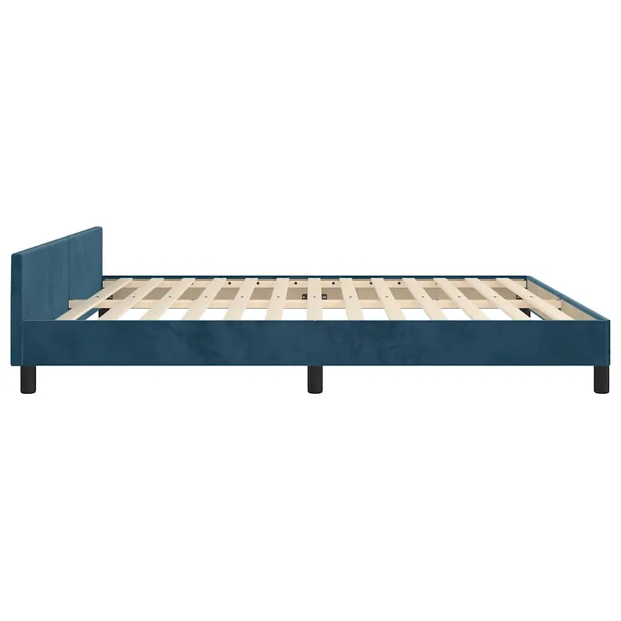 Cadre de lit sans matelas bleu foncé velours - 7