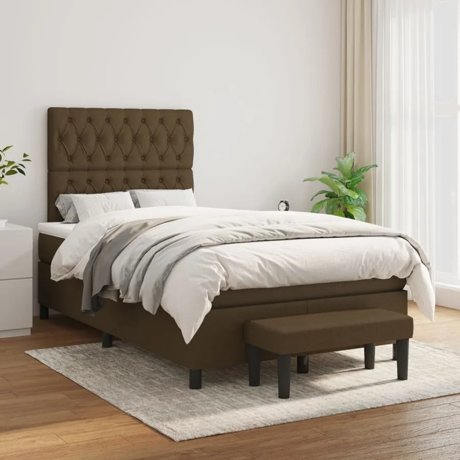 Sommier à lattes de lit avec matelas Marron foncé 120x200 cm