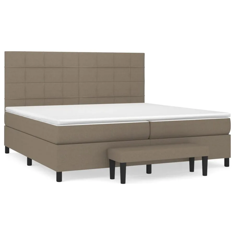 Sommier à lattes de lit avec matelas Taupe 200x200 cm Tissu - 2