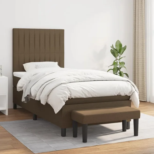 Sommier à lattes de lit avec matelas Marron foncé 100x200 cm
