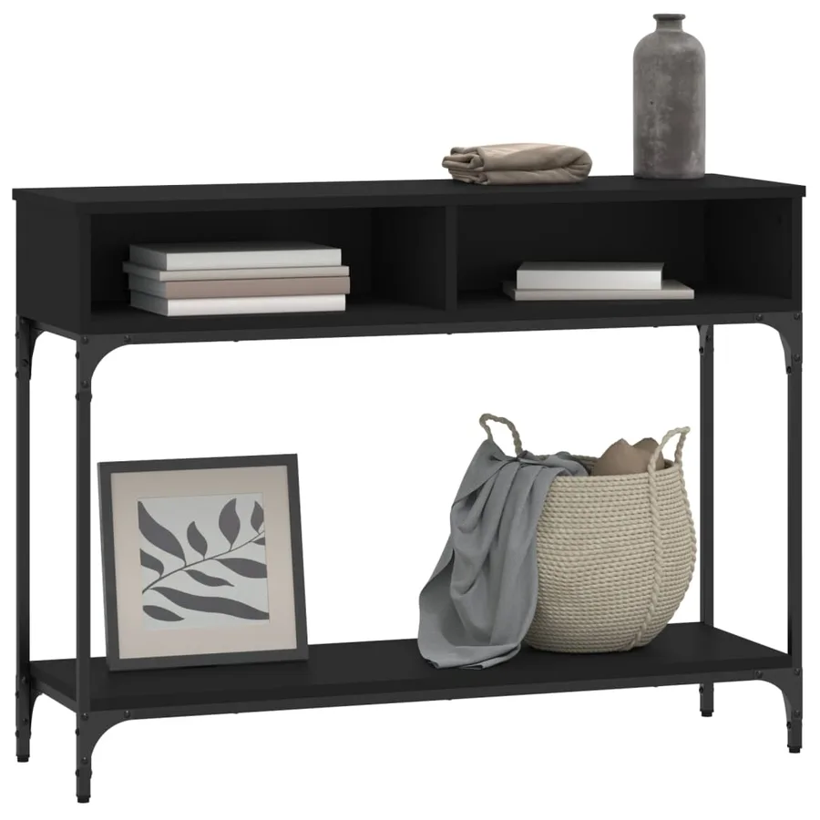 Table console noir 100x30,5x75 cm bois d'ingénierie - 3