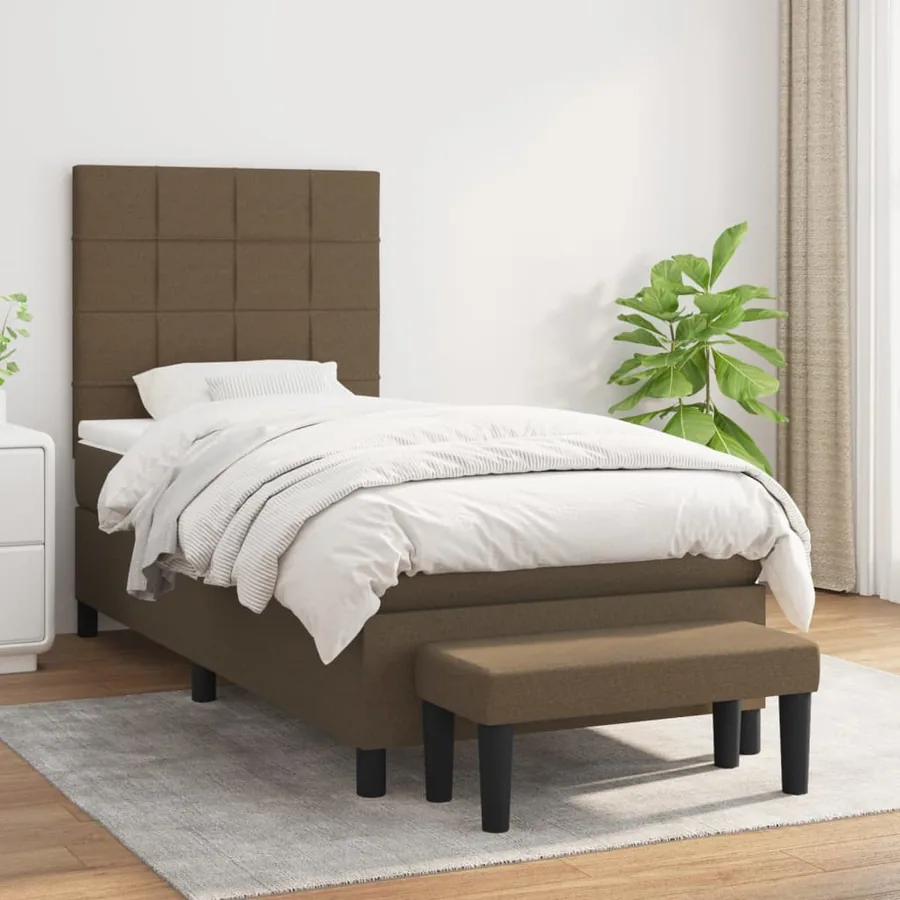 Sommier à lattes de lit avec matelas Marron foncé 90x200 cm