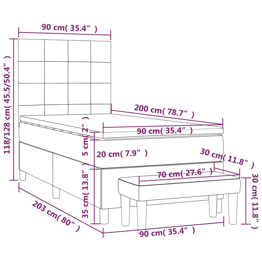 Sommier à lattes de lit avec matelas Marron foncé 90x200 cm - 12