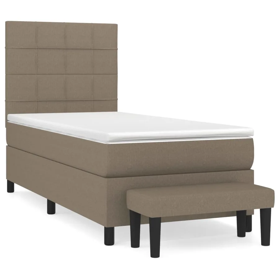 Sommier à lattes de lit avec matelas Taupe 100x200 cm Tissu - 3