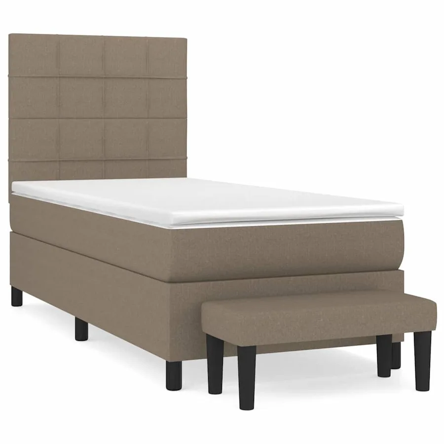 Sommier à lattes de lit avec matelas Taupe 90x190 cm Tissu - 2